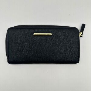 Classic Black Faux Leather Zip Around Wallet for‎ Women